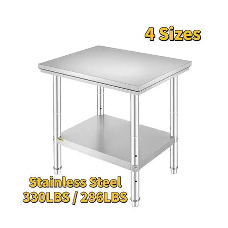 Stainless Steel Kitchen Work Bench With Undershelf 330Lbs