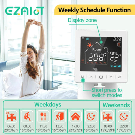 EZAIOT Smart Wireless Thermostat &ndash; Alexa and Google Ready