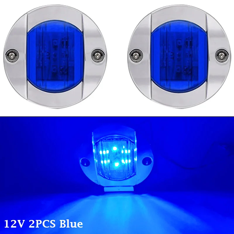 Dual 12V LED Boat Navigation Lights - Waterproof Marine Signal Lamps Blue / CN (Origin)