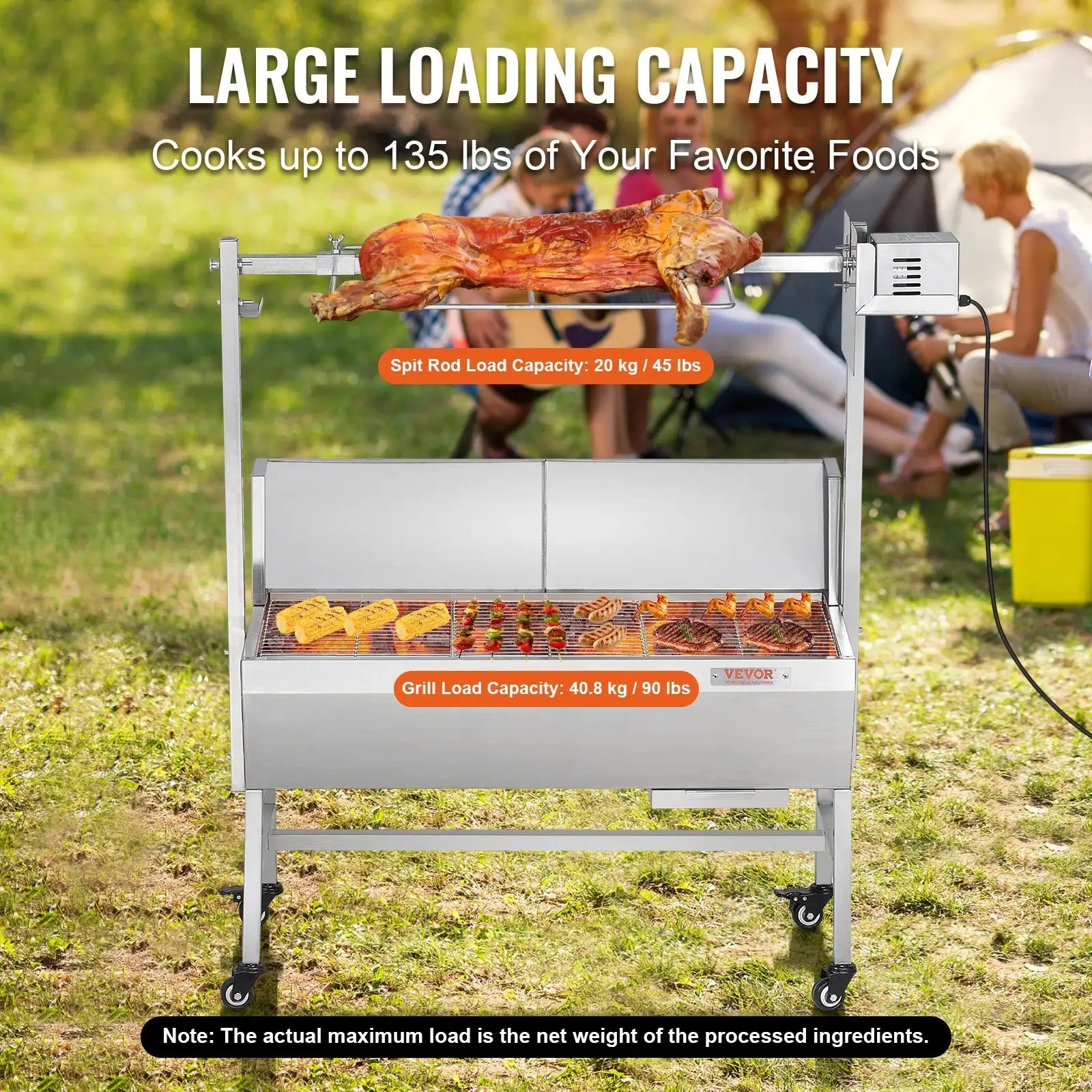 35 Inch Rotisserie Grill Stainless Electric Camping