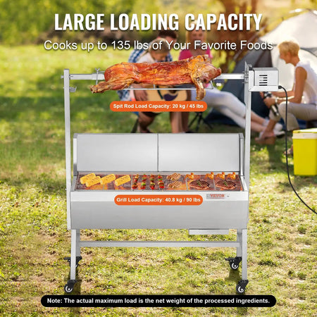 35 Inch Rotisserie Grill Stainless Electric Camping