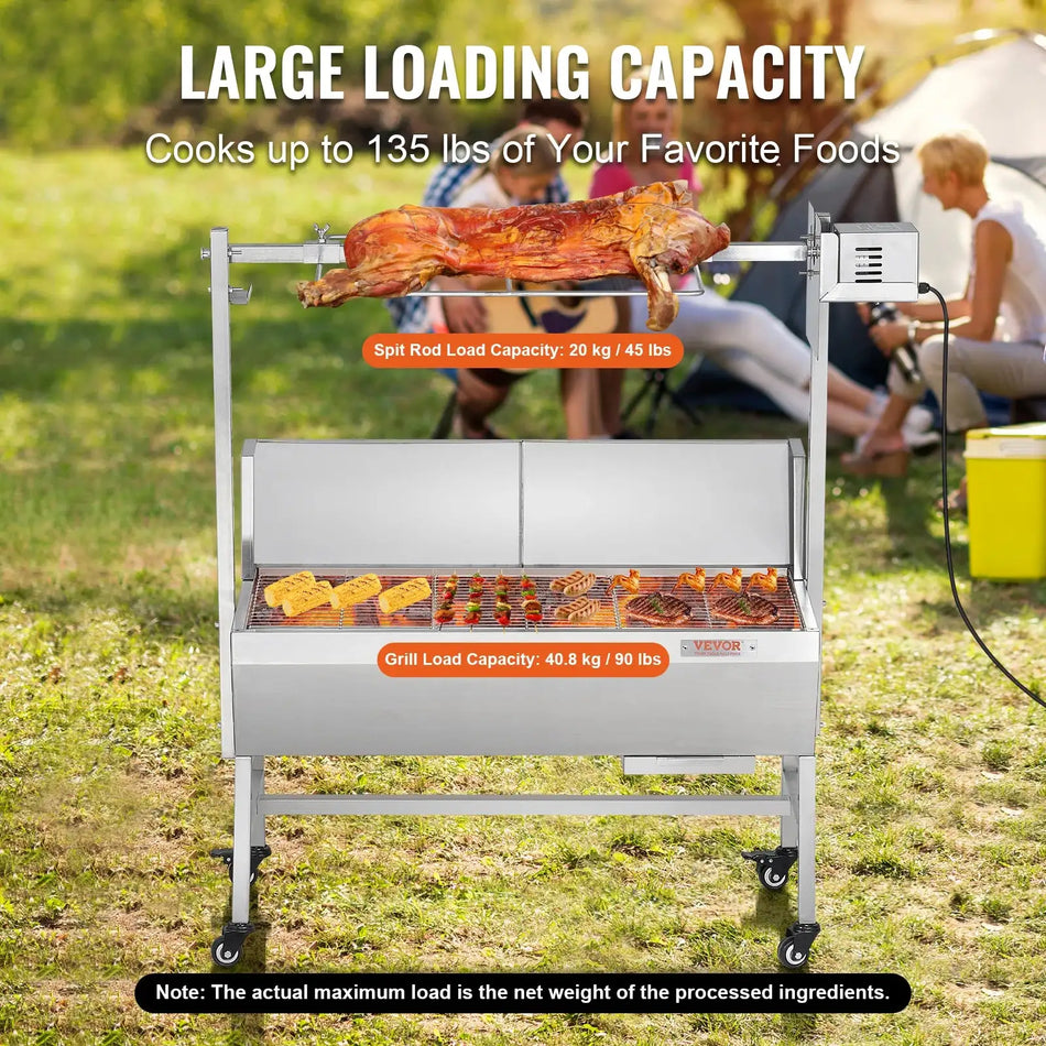 35 Inch Rotisserie Grill Stainless Electric Camping