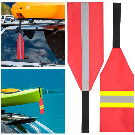 Travel Flag Red Warning Flag with Webbing for Kayak Towing Canoe Travel Trailer Truck Safety Accessories Kit
