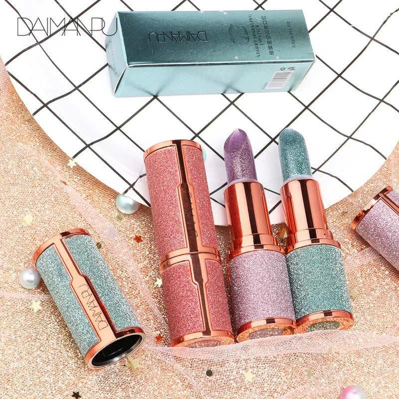 Temperature Color Changing Glitter Lipstick - Waterproof Velvet Matte Lip Tint