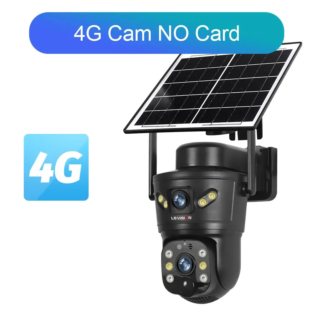 LS Vision 4K Dual Screens Solar Camera &ndash; 4G WiFi PTZ CHINA / 4G Cam No Card