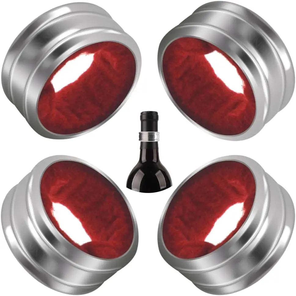 Stainless Steel Wine Bottle Collars &ndash; Velvet Drip Ring 4pcs Red