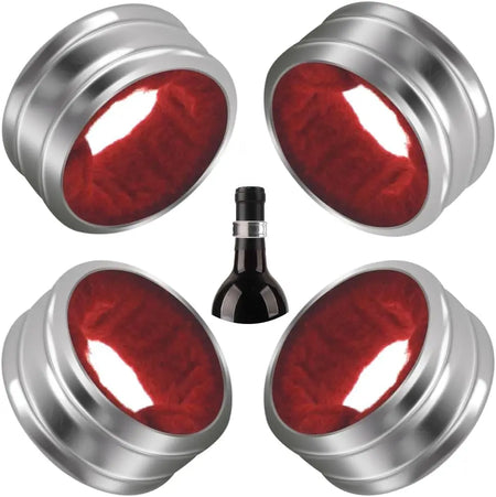 Stainless Steel Wine Bottle Collars &ndash; Velvet Drip Ring 4pcs Red
