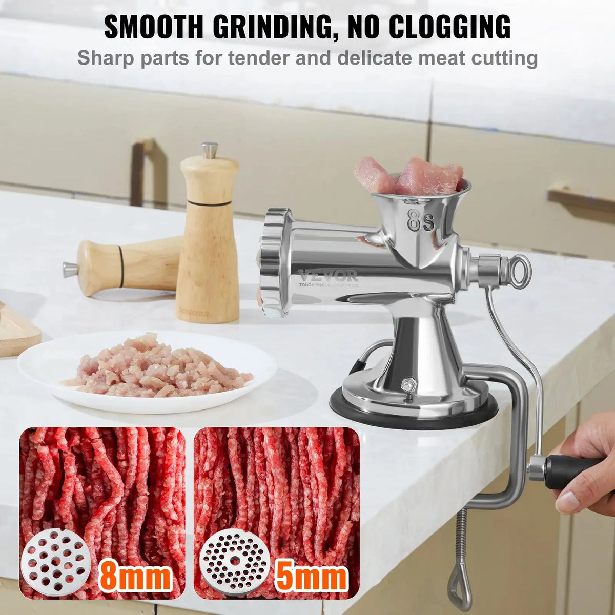 Manual Meat Grinder 304 Stainless With Suction Cup