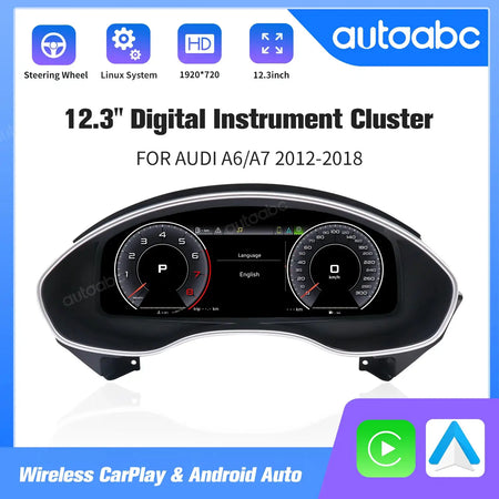 AUTOABC 12.3"LCD Digital Dashboard Cluster Wireless CarPlay Android Auto FOR Audi A6/A7 2012-2018year Support Steering wheel UI by InterCyprus Trading Ltd
