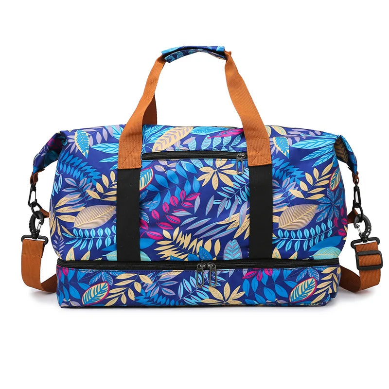 Weekender Travel Duffle Bag &ndash; Lightweight And Versatile Blue Leaf