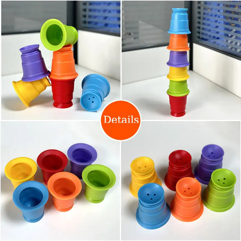 Kids Rainbow Silicone Cup Stacking Game &ndash; Learning Bath Toy