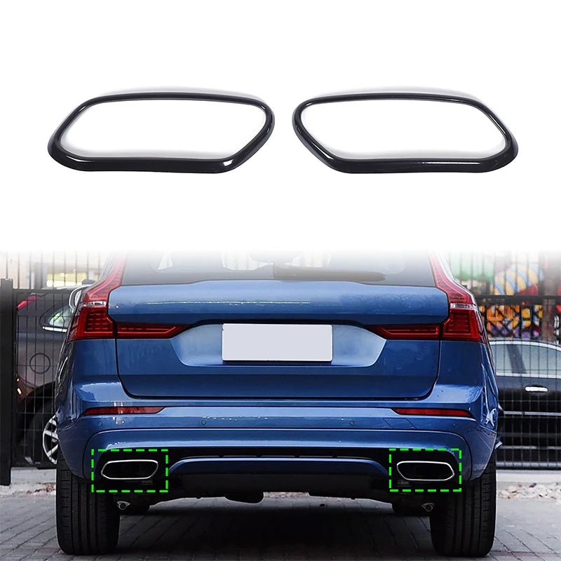 Läikiv must roostevaba terasest tagasummuti kate Volvo XC60 2 tk