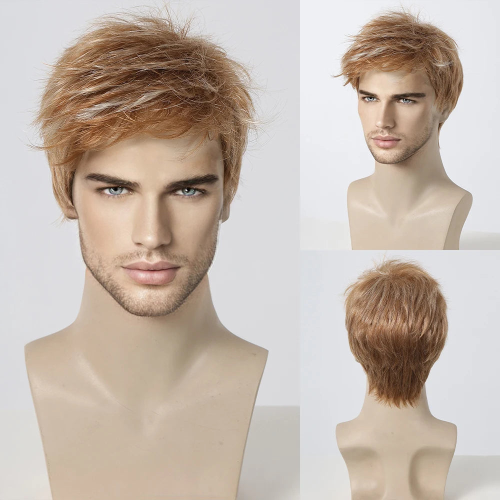 Short Copper Red Pixie Cut Wig for Men - Synthetic Heat-Resistant Cosplay and Daily Use SS1001-1