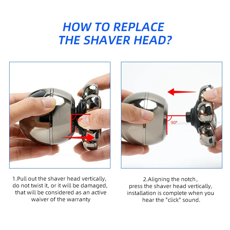 5-in-1 Waterproof Electric Head Shaver for Bald Men with Floating Cutter and Grooming Attachments