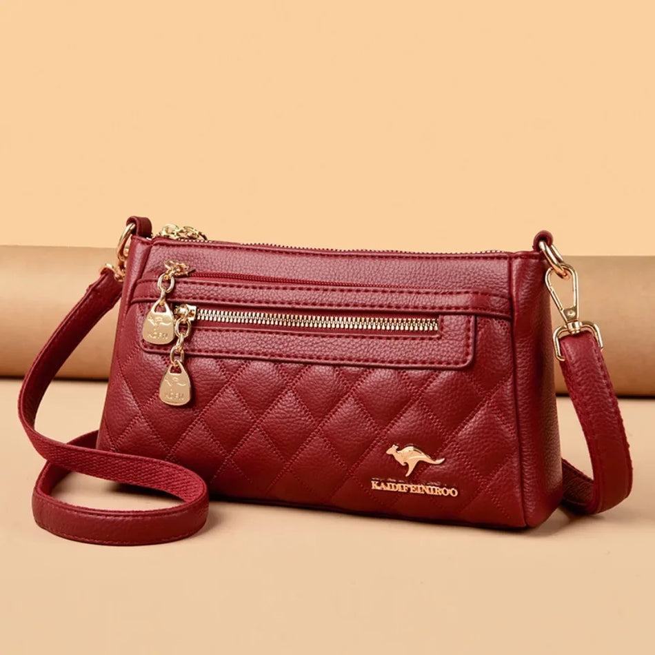 Leather Shoulder Bag for Women, Luxury Designer Purse, Small Solid Color Crossbody for Daily Commute