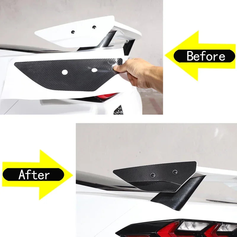 Наклейка на боковую панель спойлера из углеродного волокна ПВХ для Corvette C8