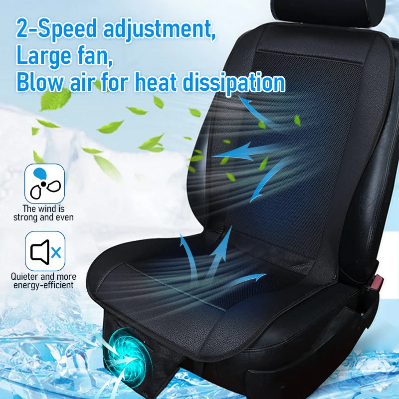 Coussin de siège de voiture 12V avec 8 ventilateurs, 3D Spacer, matériau PU