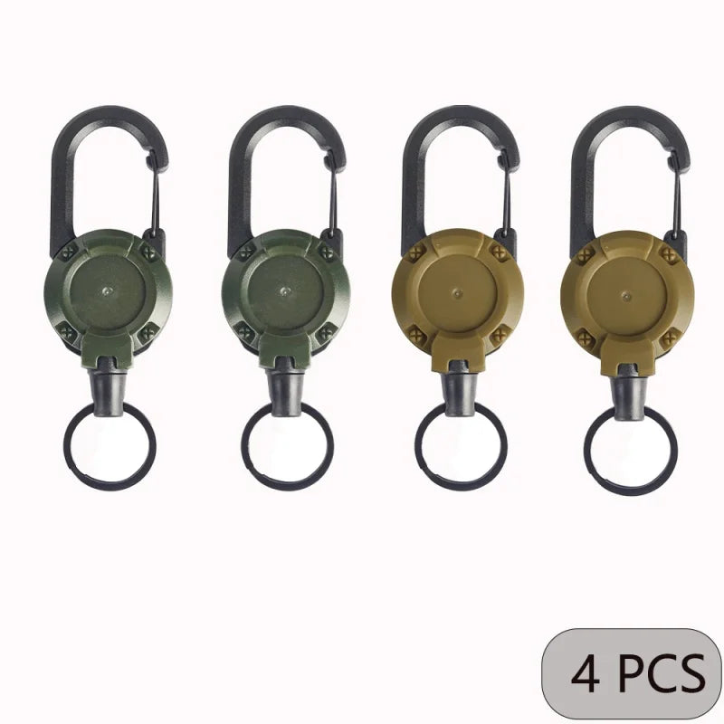 Outdoor Retractable Keychain with Heavy Duty Carabiner &ndash; 2/4/8pcs Badge Holder Reel 4Pcs Green and khaki