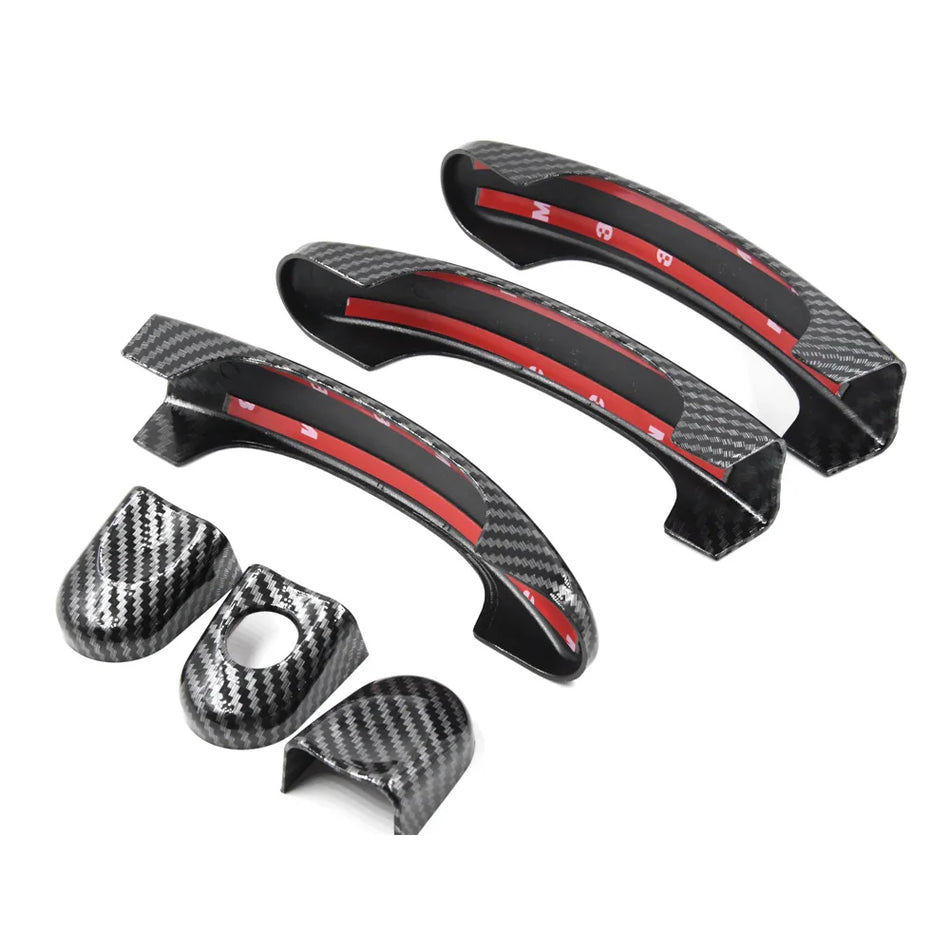 Door Handle Covers With Carbon Fiber And Gloss Black Trim For VW T5 T6 Caddy