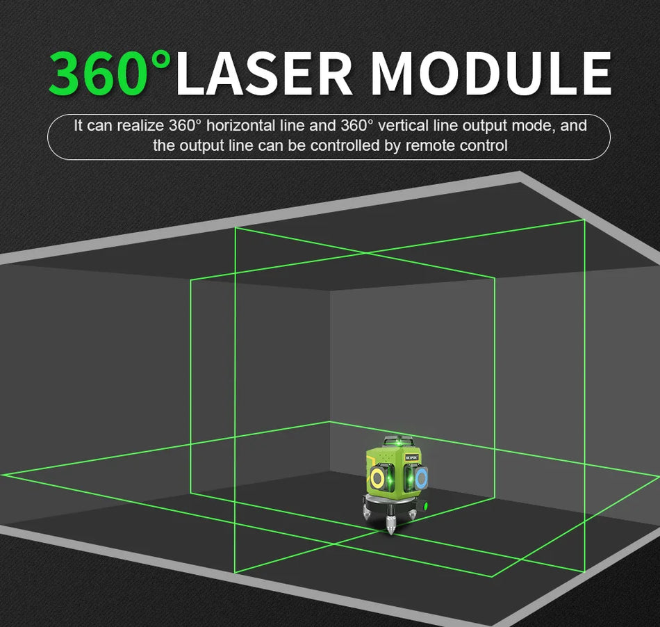 12-Γραμμών Πράσινη Ακτίνα Αυτόματης Επίπεδης Διασταυρούμενης Λέιζερ Με Τηλεχειριστήριο