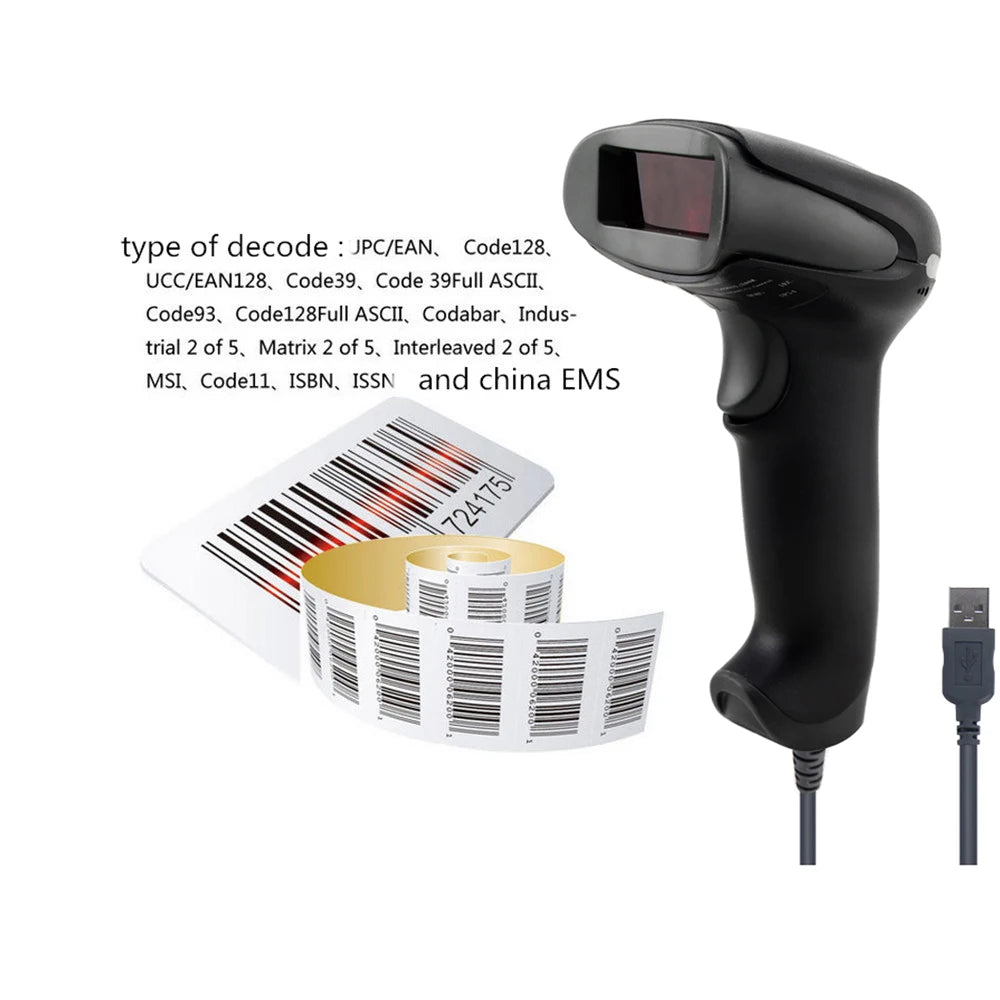 HZTZ HZ-F1 Barcode Scanner &ndash; High Speed 1D USB Reader