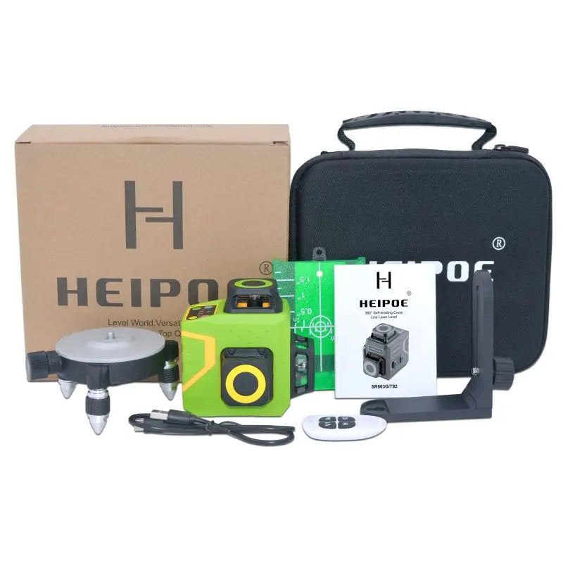 12-Γραμμών Πράσινη Ακτίνα Αυτόματης Επίπεδης Διασταυρούμενης Λέιζερ Με Τηλεχειριστήριο