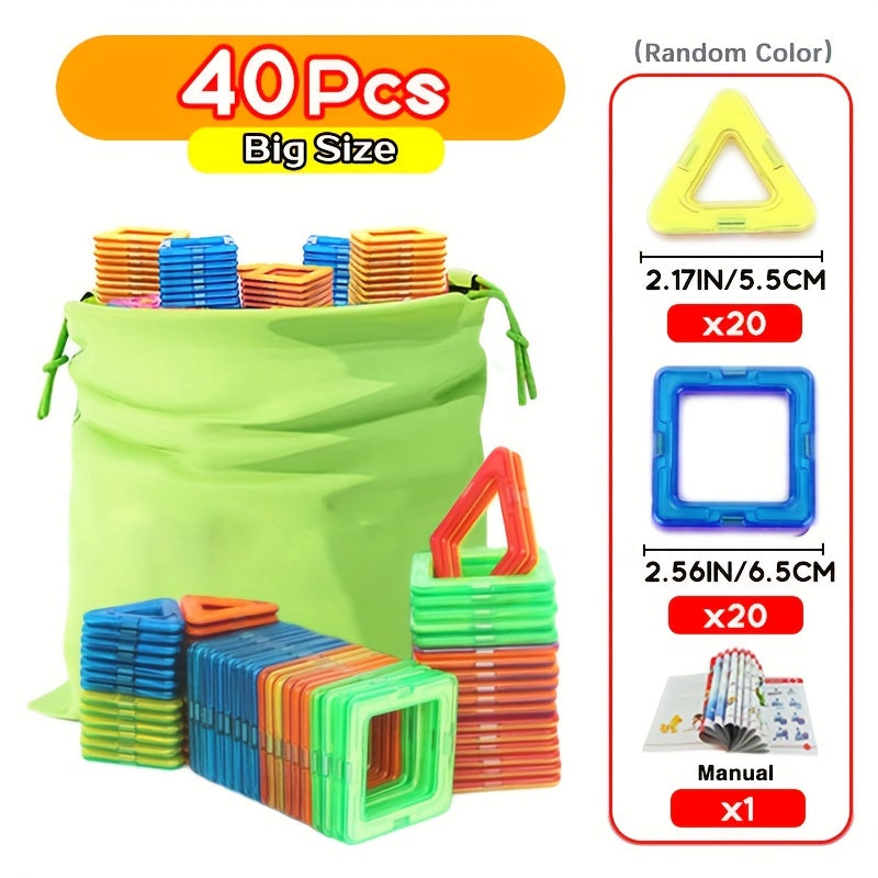 Magnetic Building Blocks DIY Designer Educational Toy Set 40Pcs Big Size