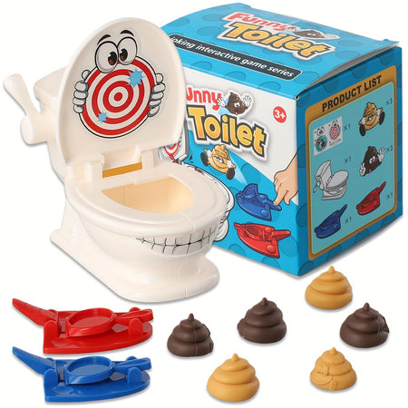 Poop Launch Game - Hilarious Family Fun with Sounds, Suitable for Kids - Includes Toilet, Launchers, Soft Toy Poops Multicolored