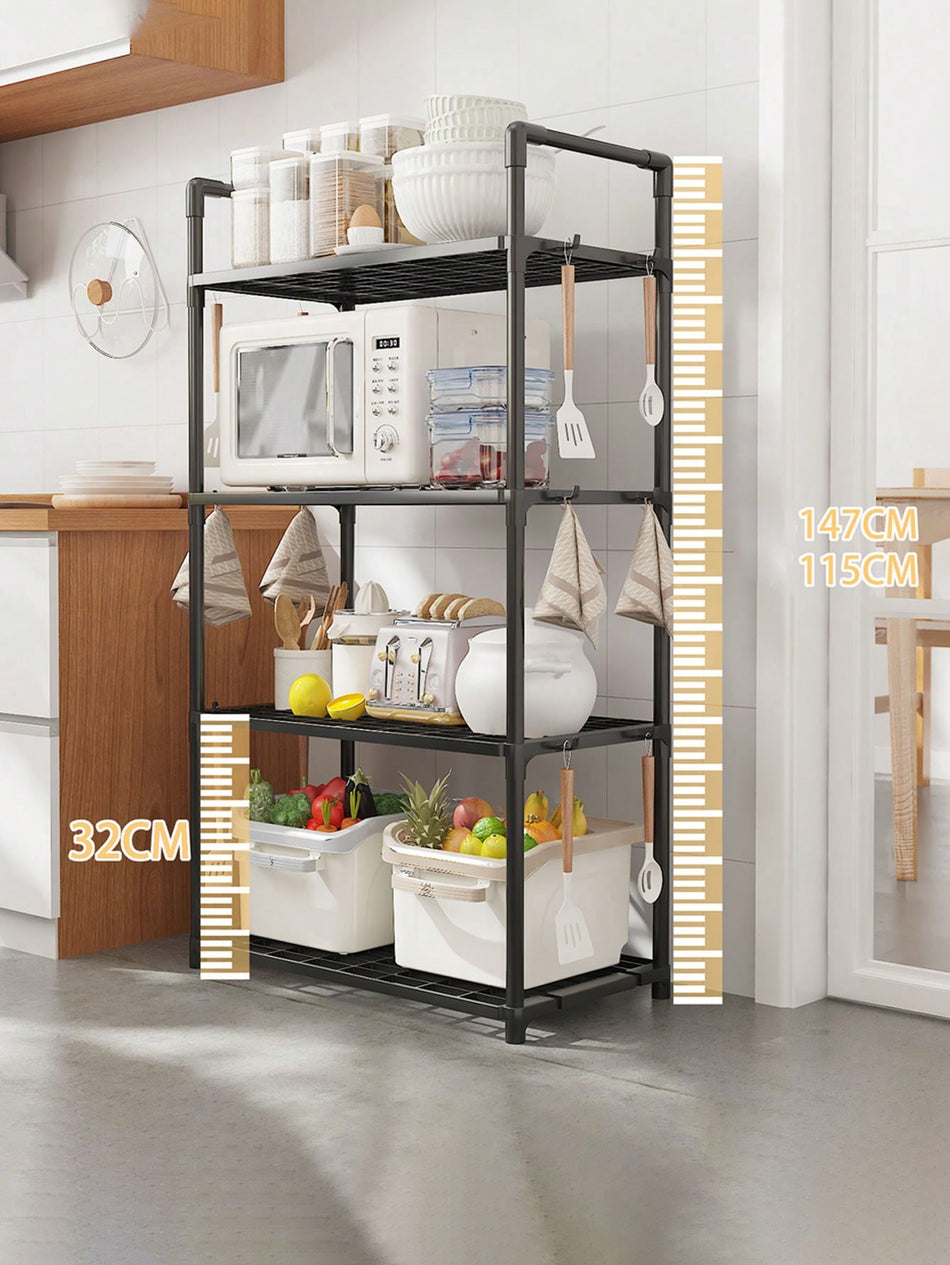 Multifunctional Freestanding Kitchen Organizer Rack - Multi-Tier Storage Cabinet White Four-Layer