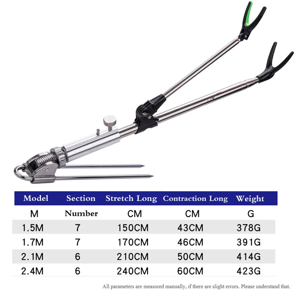 Adjustable Stainless Steel Fishing Rod Pole Rack Stand  Red / 2.4 m