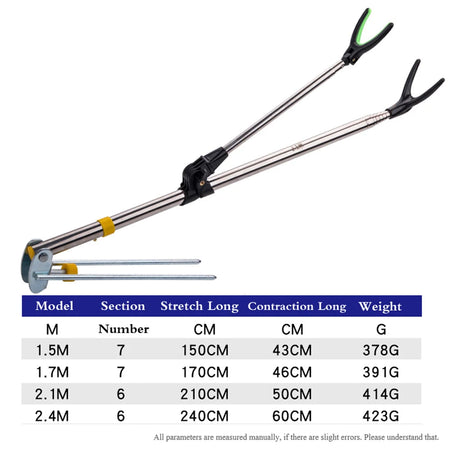 Adjustable Stainless Steel Fishing Rod Pole Rack Stand  Yellow / 2.4 m