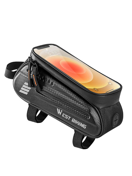 Bicycle Top Tube Hard Shell Bag with Touch Screen Holder for Cyclists