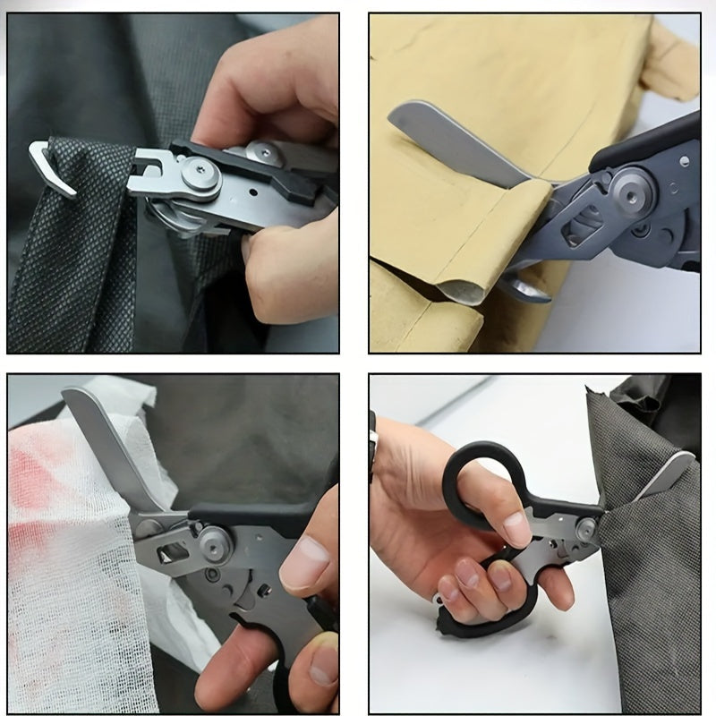 Tactical Stainless Steel Folding Scissors with Ergonomic Design
