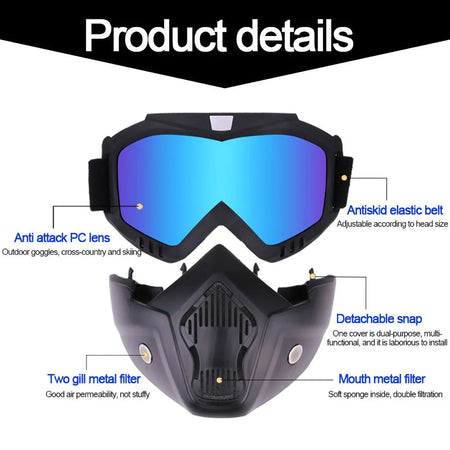 Anlyxi MTB Bike Helmet with Windproof Face Mask &amp;amp; Goggles