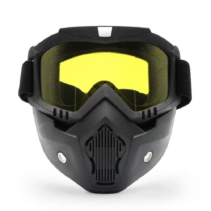 Anlyxi MTB Bike Helmet with Windproof Face Mask &amp;amp; Goggles Yellow