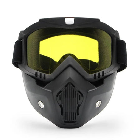 Anlyxi MTB Bike Helmet with Windproof Face Mask &amp;amp; Goggles Yellow