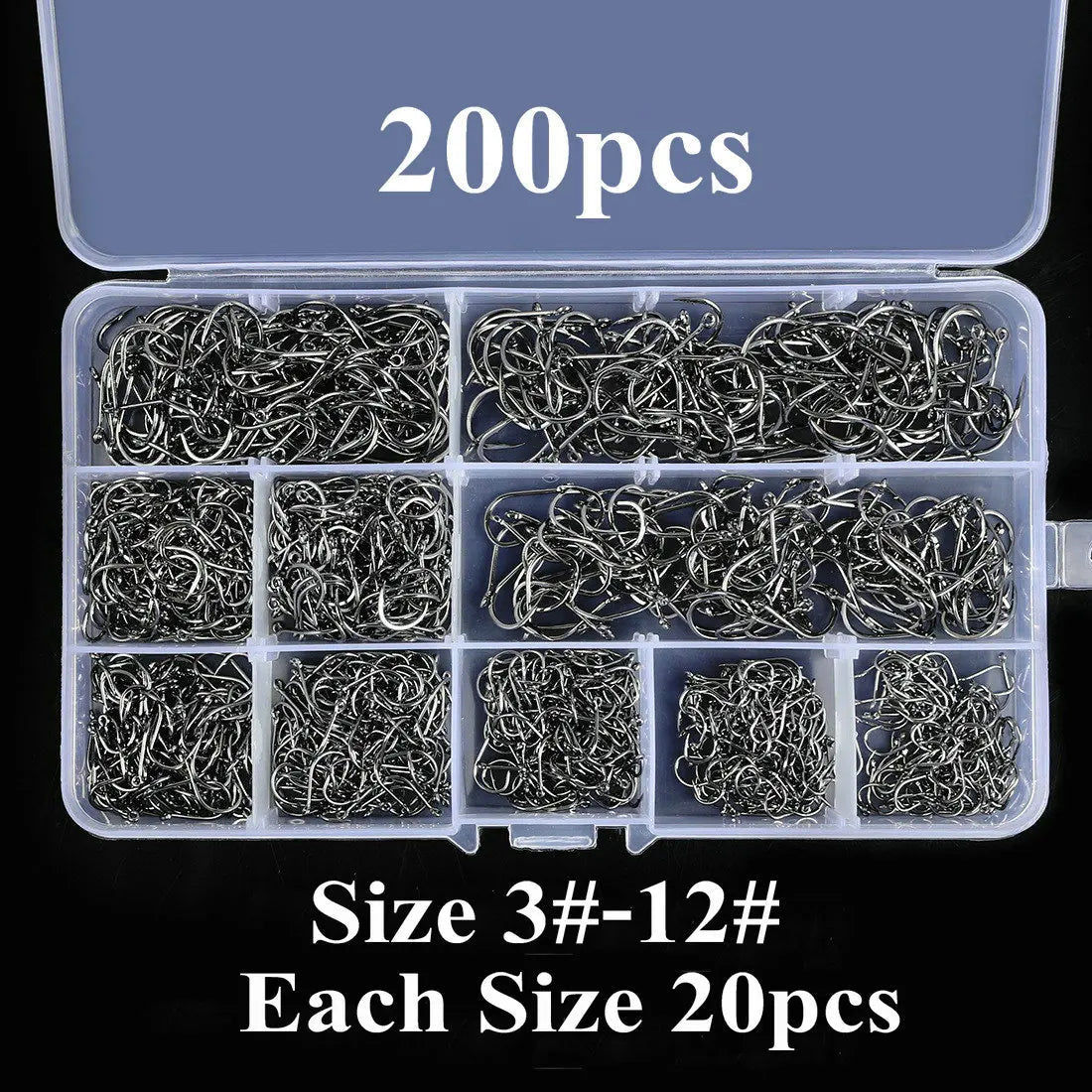 Aorace 100-400pc/Box 3#-12# Carp Fishing Hooks Fly Fishhook High Carbon Steel Circle Fishhook Jig Barbed Pesca Fishing Hook Set