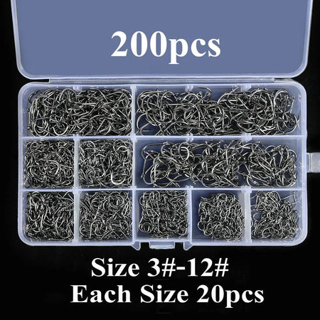 Aorace 100-400pc/Box 3#-12# Carp Fishing Hooks Fly Fishhook High Carbon Steel Circle Fishhook Jig Barbed Pesca Fishing Hook Set