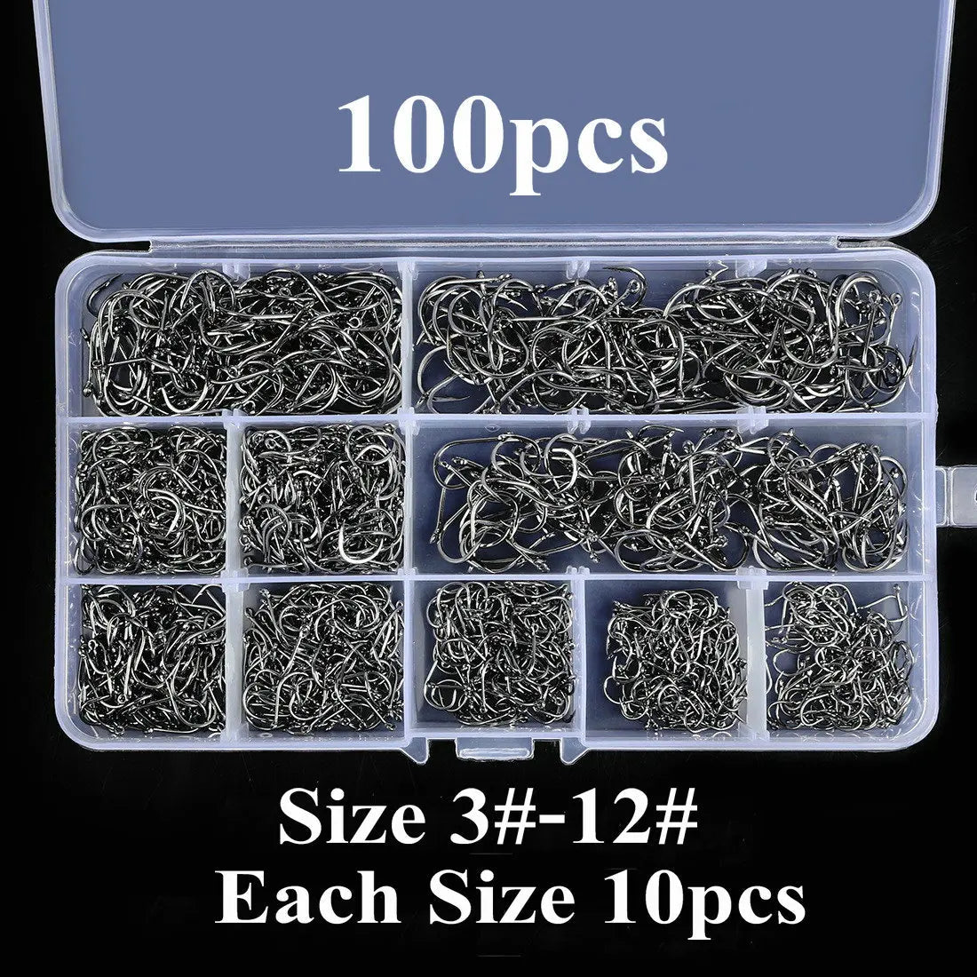 Aorace 100-400pc/Box 3#-12# Carp Fishing Hooks Fly Fishhook High Carbon Steel Circle Fishhook Jig Barbed Pesca Fishing Hook Set