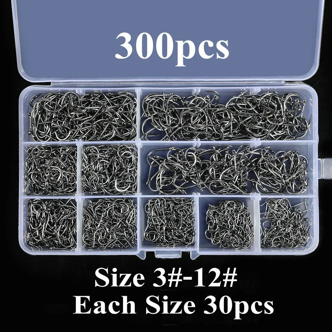 Aorace 100-400pc/Box 3#-12# Carp Fishing Hooks Fly Fishhook High Carbon Steel Circle Fishhook Jig Barbed Pesca Fishing Hook Set C-300pcs