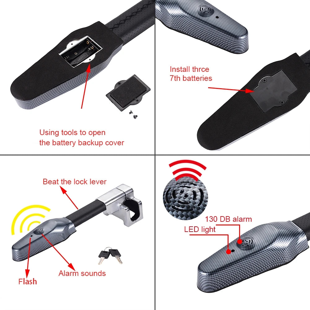 AUMOHALL Universal Steering Wheel Lock - Anti-Theft Car Security Clamp