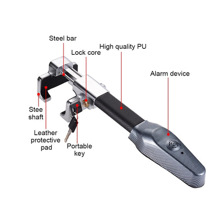 AUMOHALL Universal Steering Wheel Lock - Anti-Theft Car Security Clamp