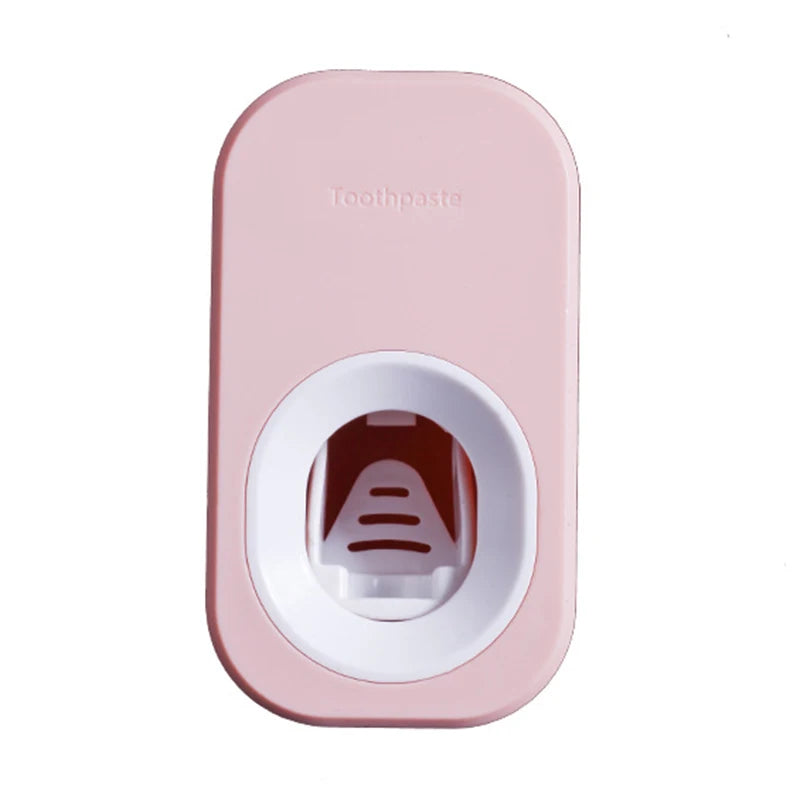 Automatic Toothpaste Dispenser Squeezers Toothpaste Tooth Dust-proof Toothbrush Holder Wall Mount Stand Bathroom Accessories Set Pink