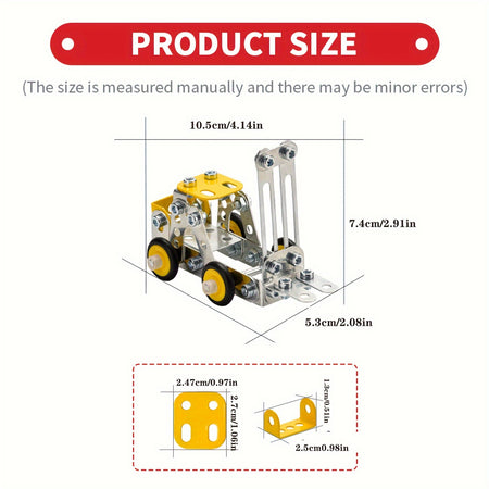 330PCS 4-in-1 Metal Engineering Vehicle Building Blocks Kit for Ages 8+