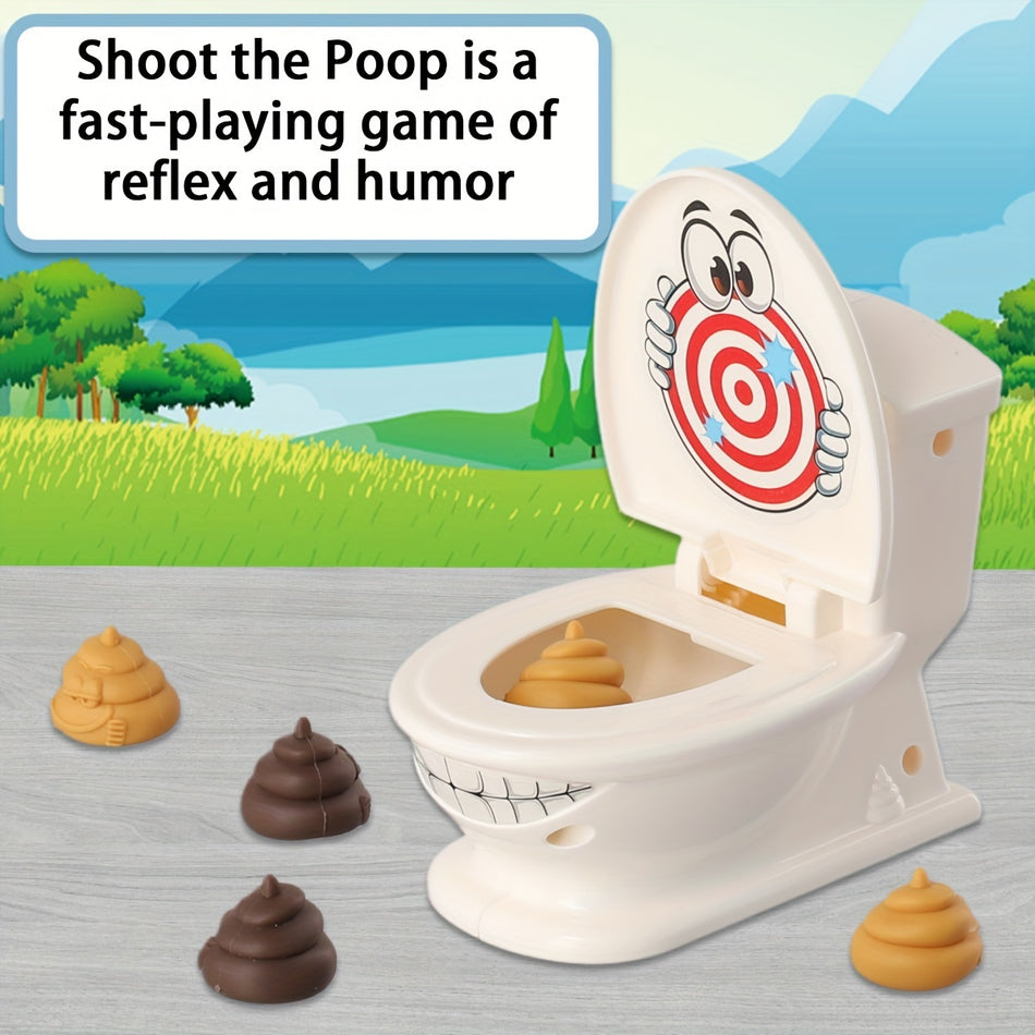 Poop Launch Game - Hilarious Family Fun with Sounds, Suitable for Kids - Includes Toilet, Launchers, Soft Toy Poops