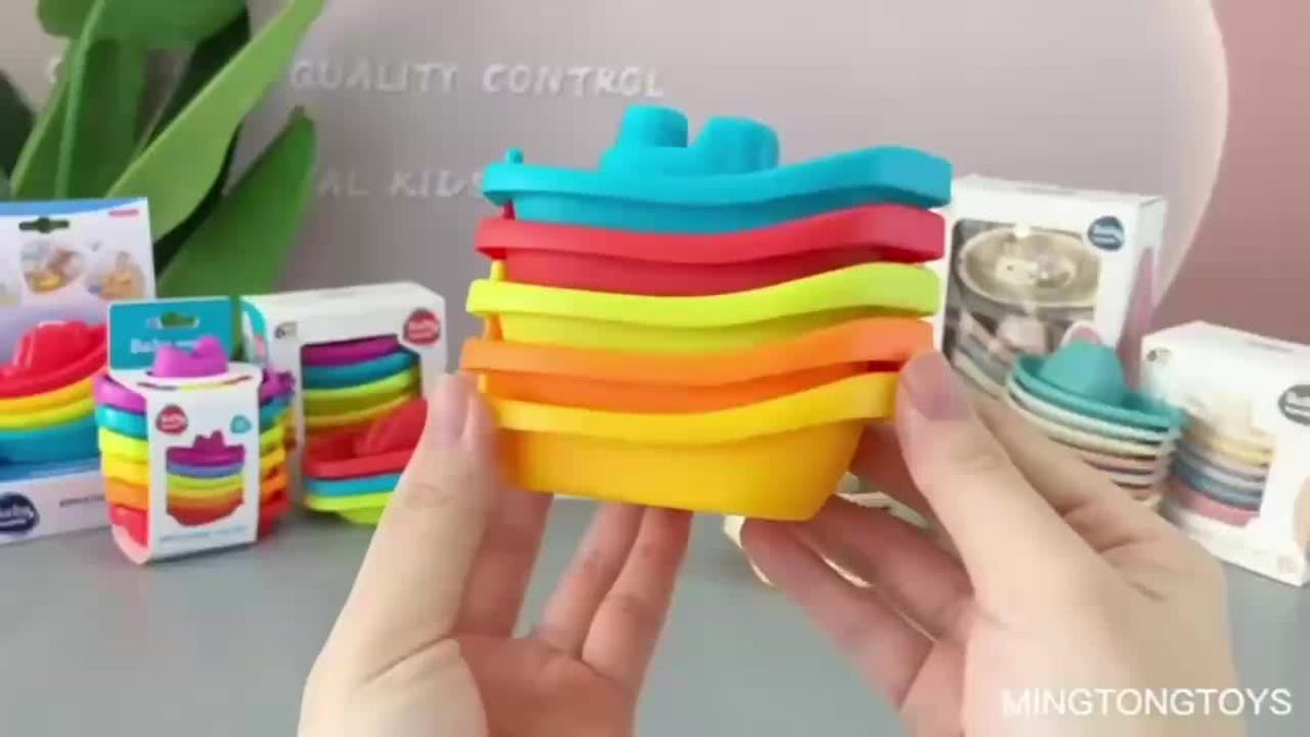 6pcs Durable Plastic Stacking Boat Set - Fun Bathroom Toy