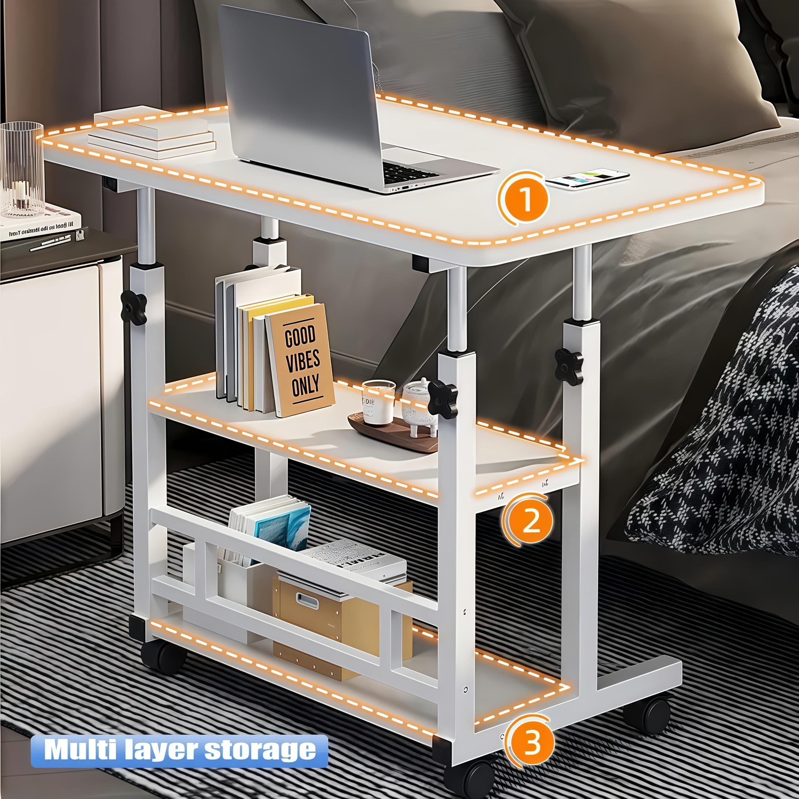 KC5057824 Mobile Computer Desk &ndash; Adjustable 3-Tier Metal