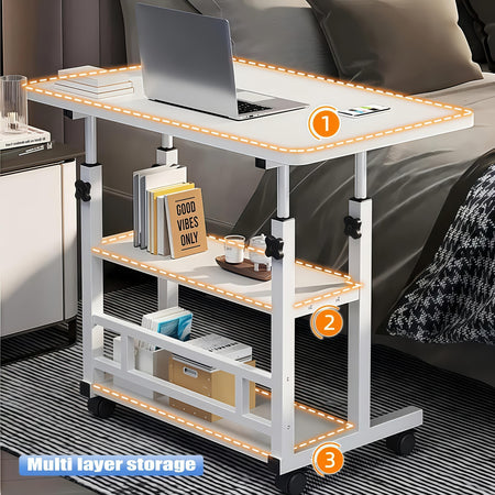 KC5057824 Mobile Computer Desk &ndash; Adjustable 3-Tier Metal