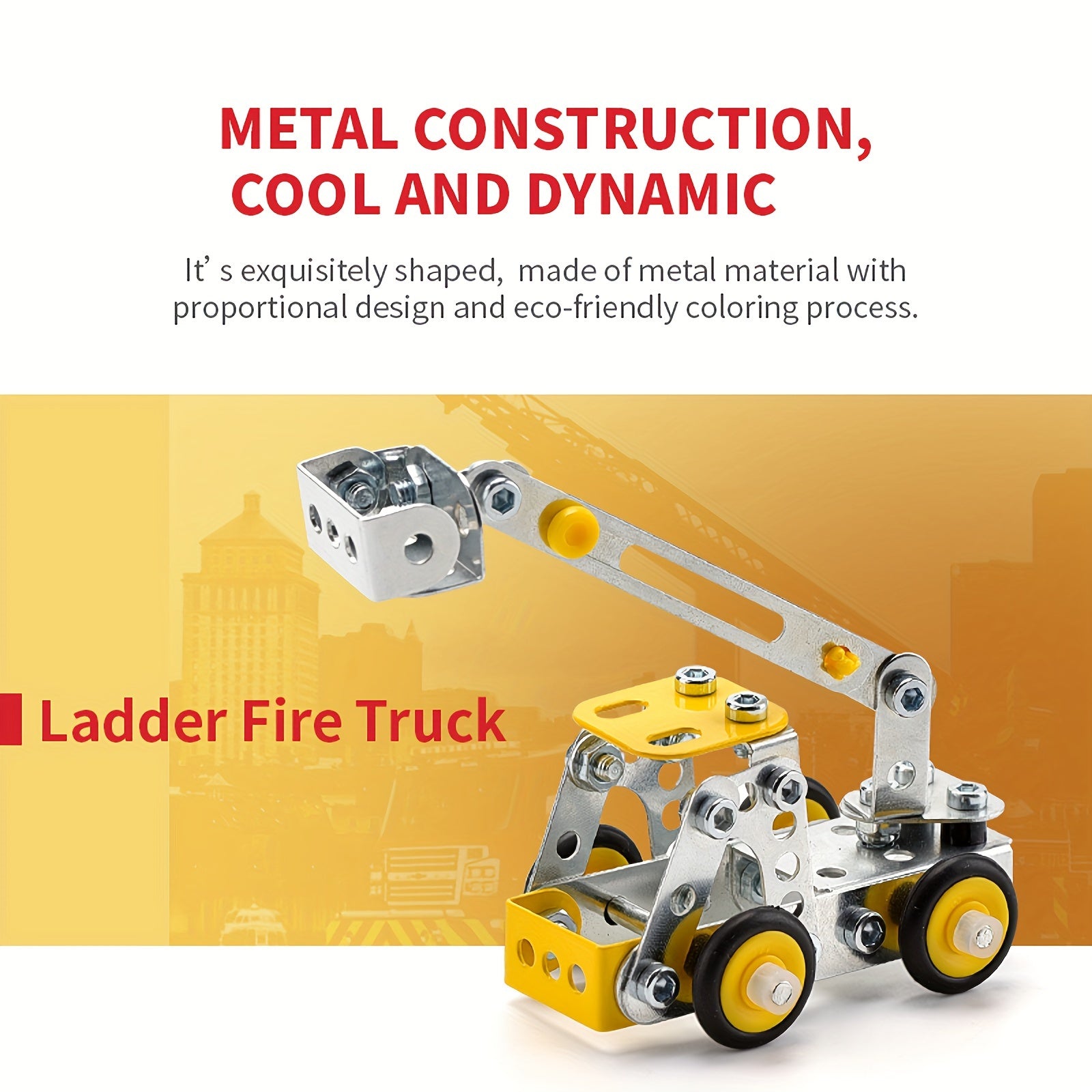 330PCS 4-in-1 Metal Engineering Vehicle Building Blocks Kit for Ages 8+