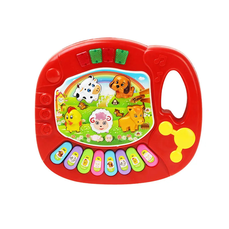Baby Musical Toy with Animal Sound Kids Piano Keyboard Electric Flashing Music Instrument Early Educational Toys for Children B red